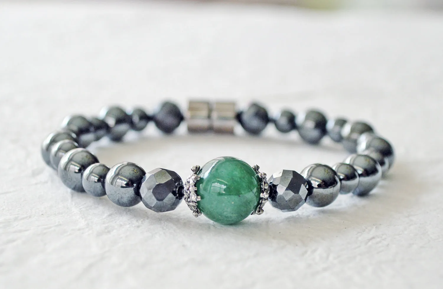 Black Hematite & Agate Magnetic Bracelet for Pain