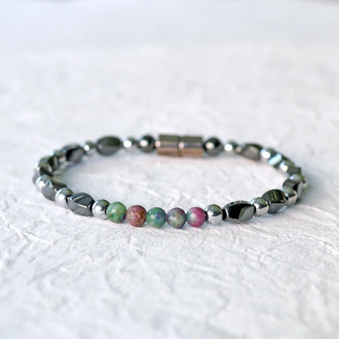 Black Hematite & Ruby Kyanite Magnetic Bracelet for Women