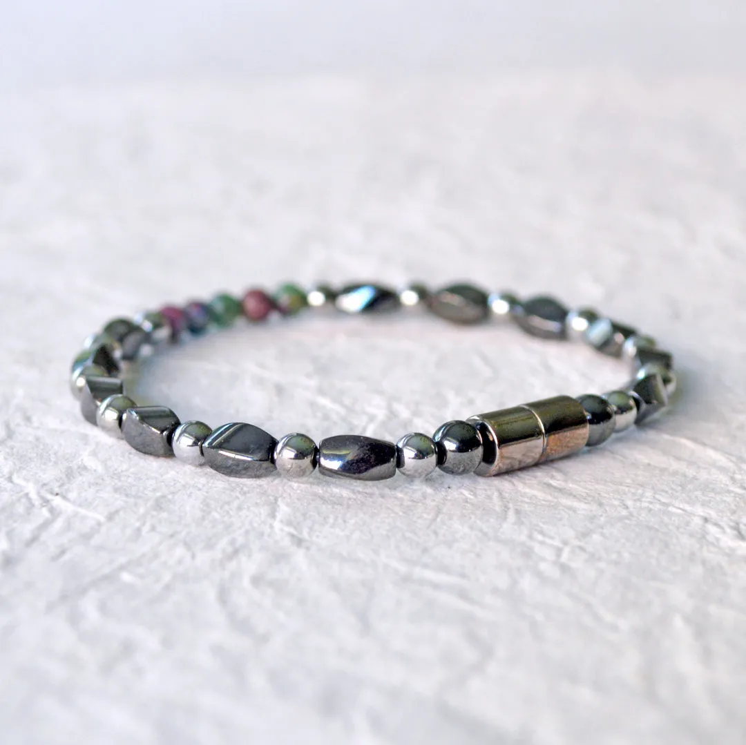 Black Hematite & Ruby Kyanite Magnetic Bracelet for Women