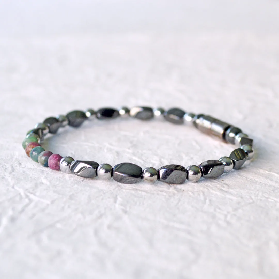 Black Hematite & Ruby Kyanite Magnetic Bracelet for Women