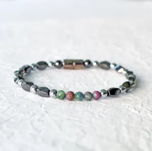 Black Hematite & Ruby Kyanite Magnetic Bracelet for Women