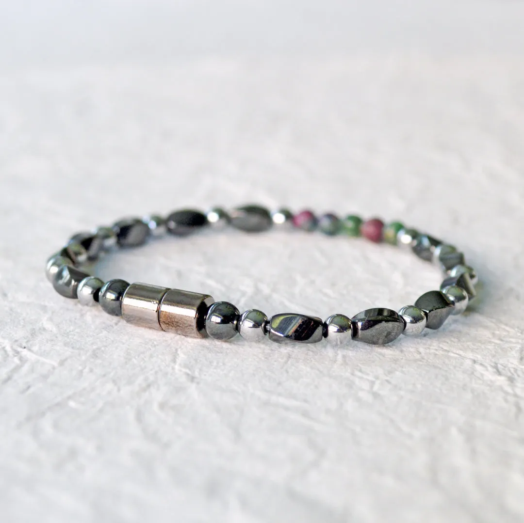 Black Hematite & Ruby Kyanite Magnetic Bracelet for Women