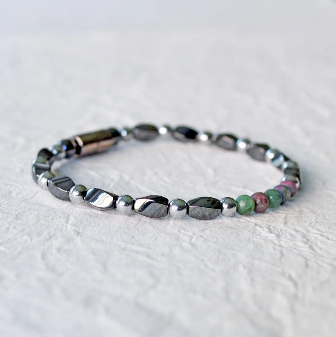 Black Hematite & Ruby Kyanite Magnetic Bracelet for Women