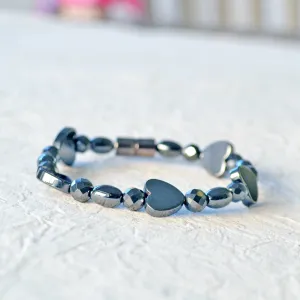 Black Hematite Hearts Magnetic Health Bracelet