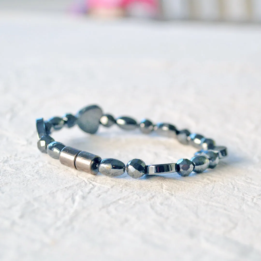 Black Hematite Hearts Magnetic Health Bracelet