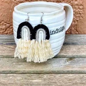 Black Rainbow Tassel Earrings