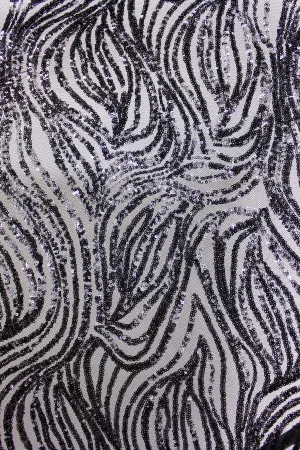 Black Sequined Lace Fabric Sample