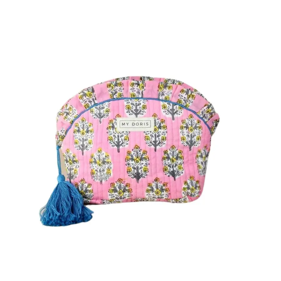 Block Print Cosmetic Bag - Pink