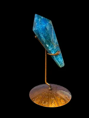 Blue Apatite Crystal Scepter with Zodiac Stand, Natural Blue Apatite, Crystal Shop