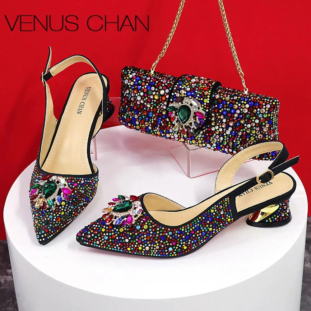 Blue Color Italian Design Party Shoes With Matching Clutch Bag Hot African Wedding With Women Heel Shoes And Bag Set Party