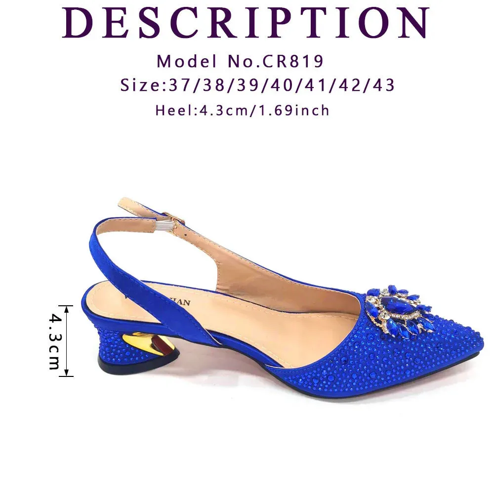 Blue Color Italian Design Party Shoes With Matching Clutch Bag Hot African Wedding With Women Heel Shoes And Bag Set Party