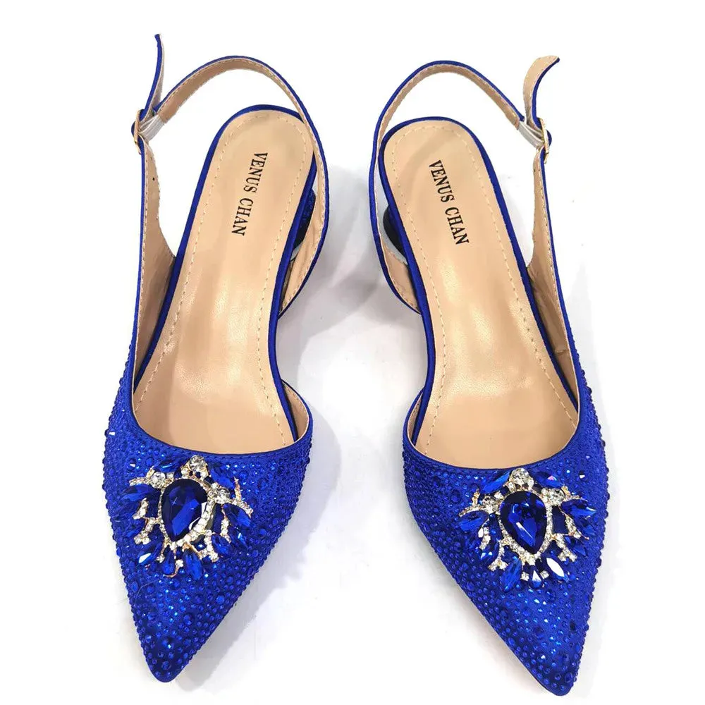 Blue Color Italian Design Party Shoes With Matching Clutch Bag Hot African Wedding With Women Heel Shoes And Bag Set Party