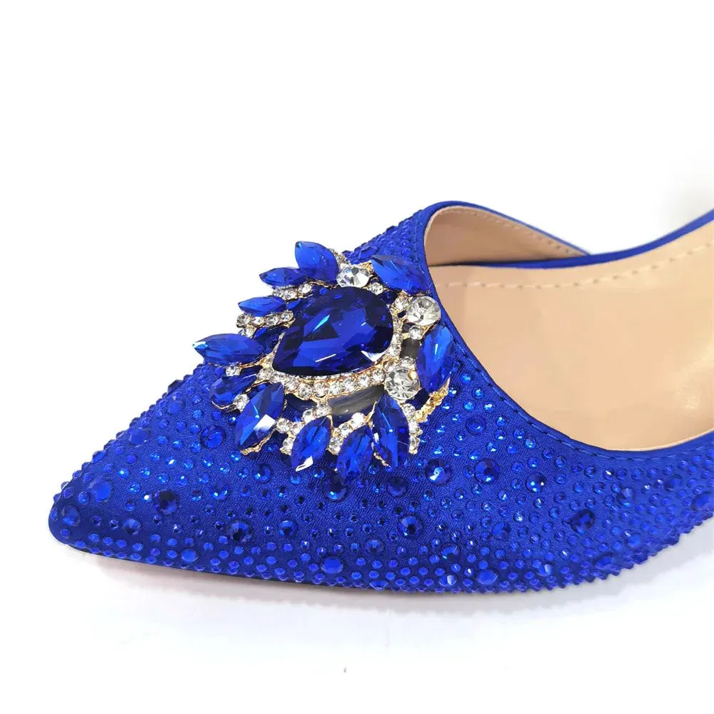 Blue Color Italian Design Party Shoes With Matching Clutch Bag Hot African Wedding With Women Heel Shoes And Bag Set Party