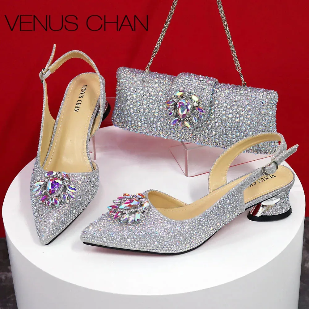 Blue Color Italian Design Party Shoes With Matching Clutch Bag Hot African Wedding With Women Heel Shoes And Bag Set Party