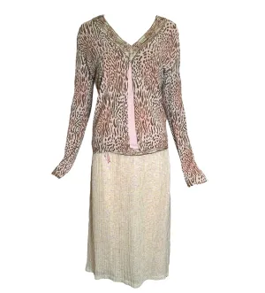 Blumarine Pink Animal Print Sequined 3-Piece Ensemble NWT