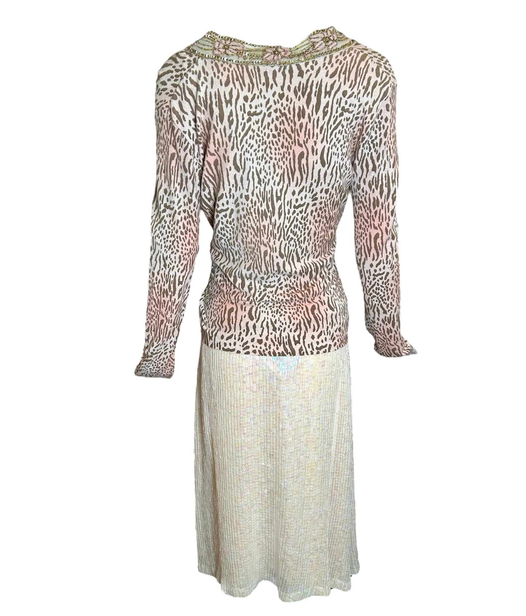 Blumarine Pink Animal Print Sequined 3-Piece Ensemble NWT