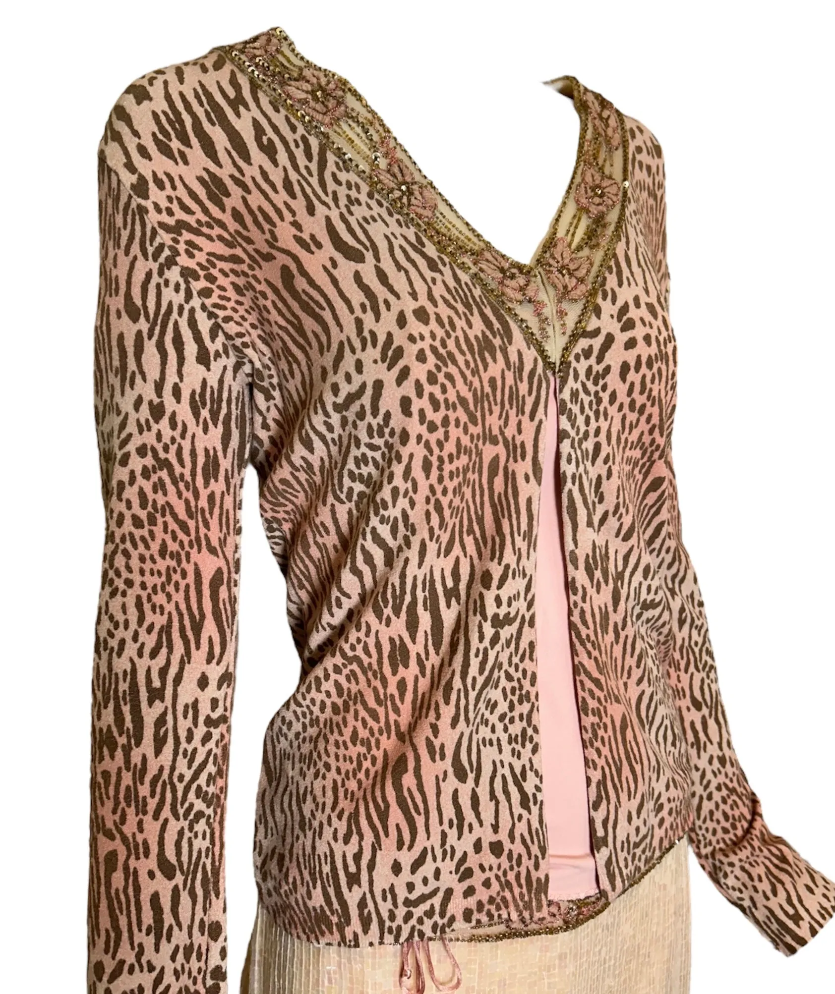 Blumarine Pink Animal Print Sequined 3-Piece Ensemble NWT