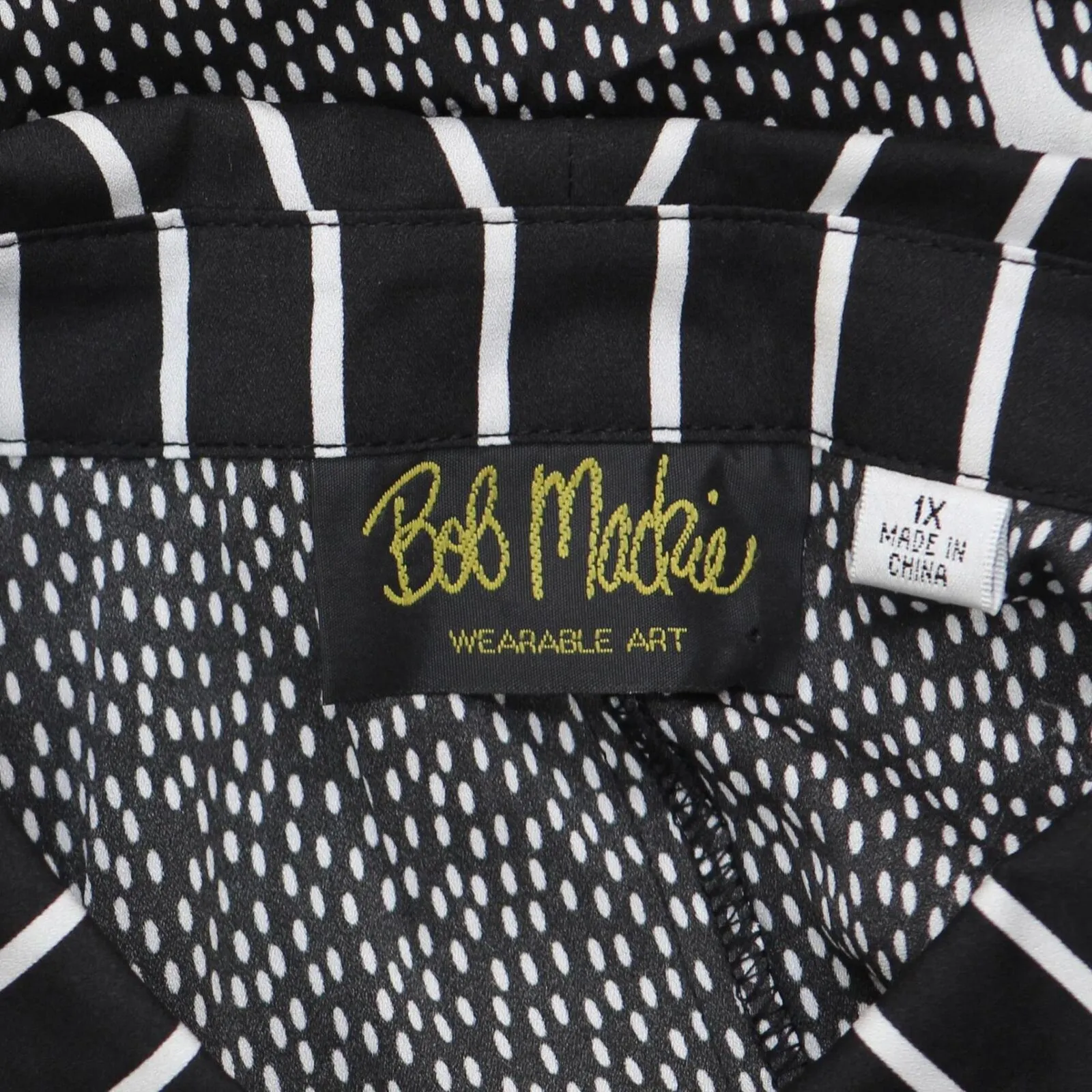 Bob Mackie Womens Woven Pinstriped Print Button Front Blouse A305229 Black 1X