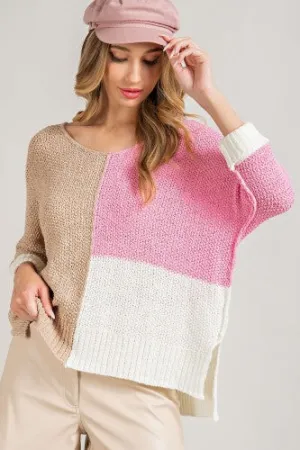Bubblegum Brunch Colorblock Knit Sweater