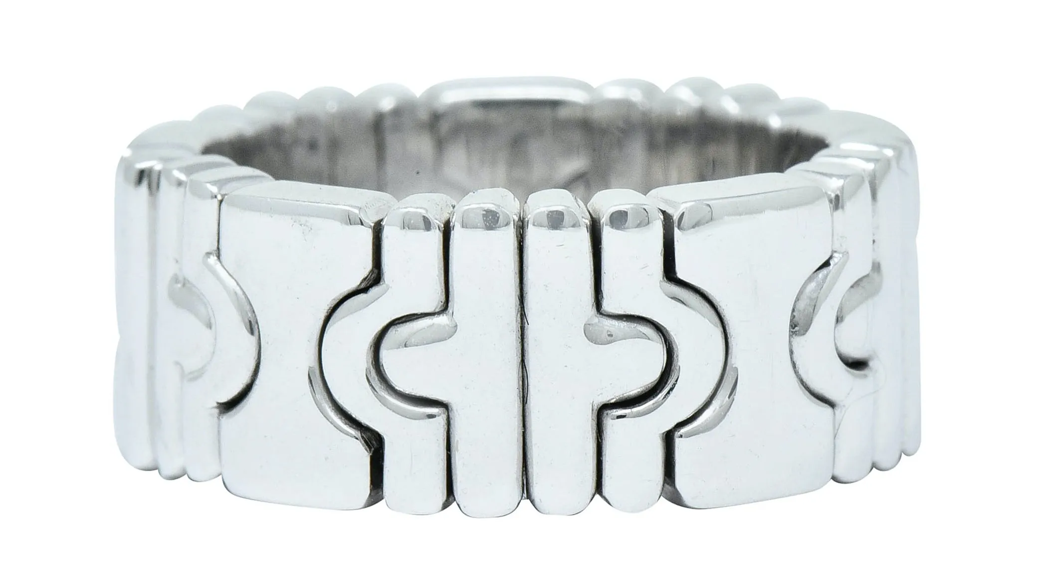 Bulgari 18 Karat White Gold Parentesi Band Ring Circa 1990