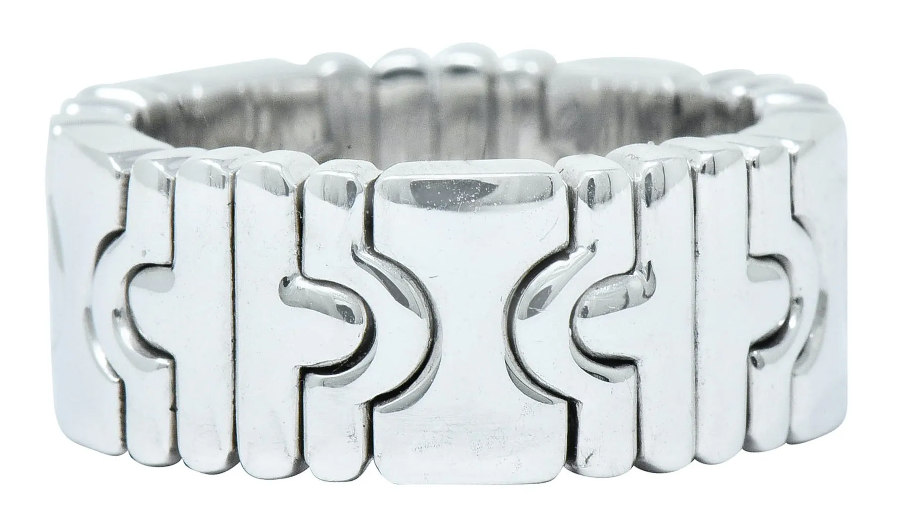 Bulgari 18 Karat White Gold Parentesi Band Ring Circa 1990