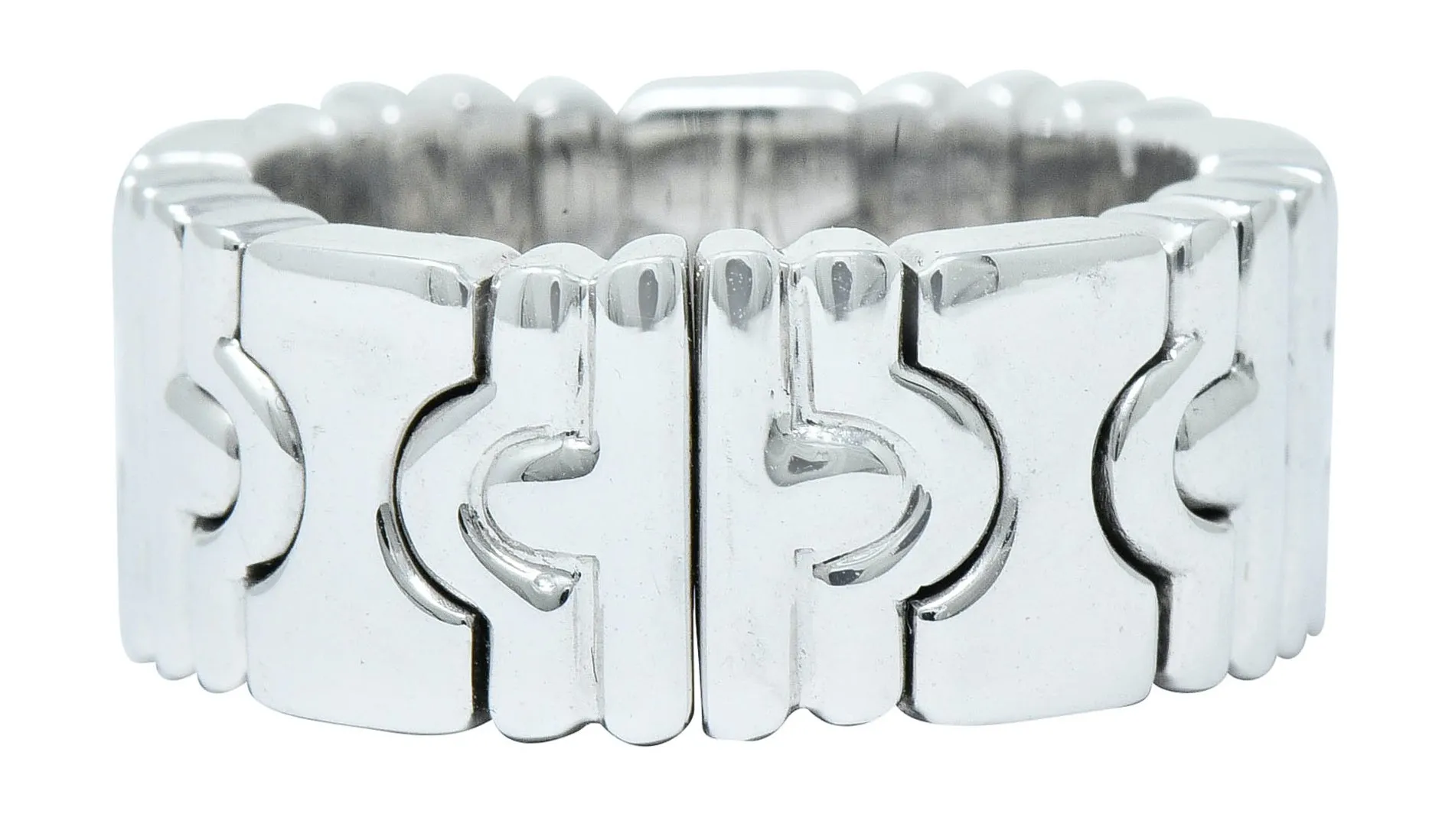 Bulgari 18 Karat White Gold Parentesi Band Ring Circa 1990