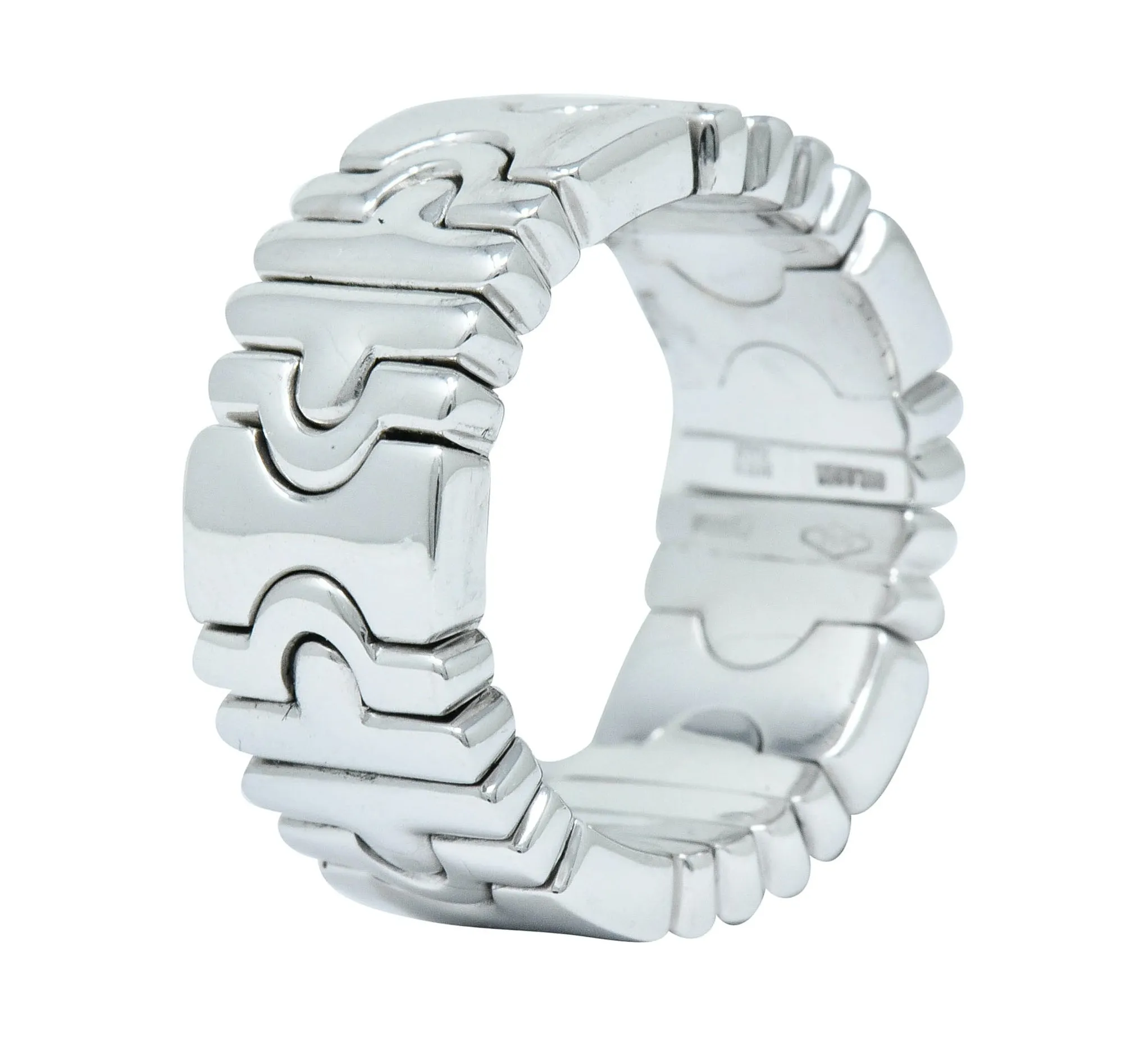 Bulgari 18 Karat White Gold Parentesi Band Ring Circa 1990