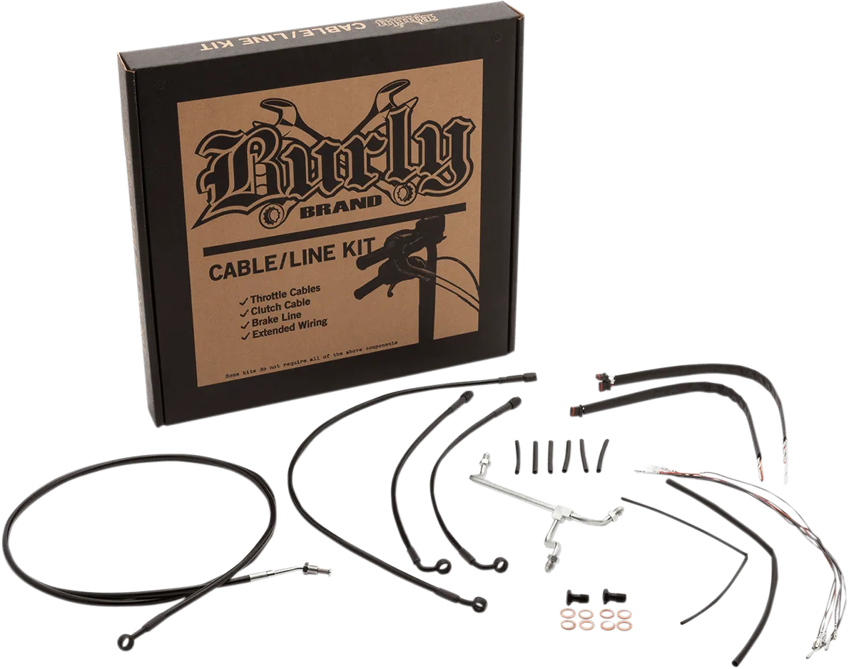 Burly Brand B30-1198 Extended Cable/Brake Line Kit for 14in. Ape Handlebars - Black
