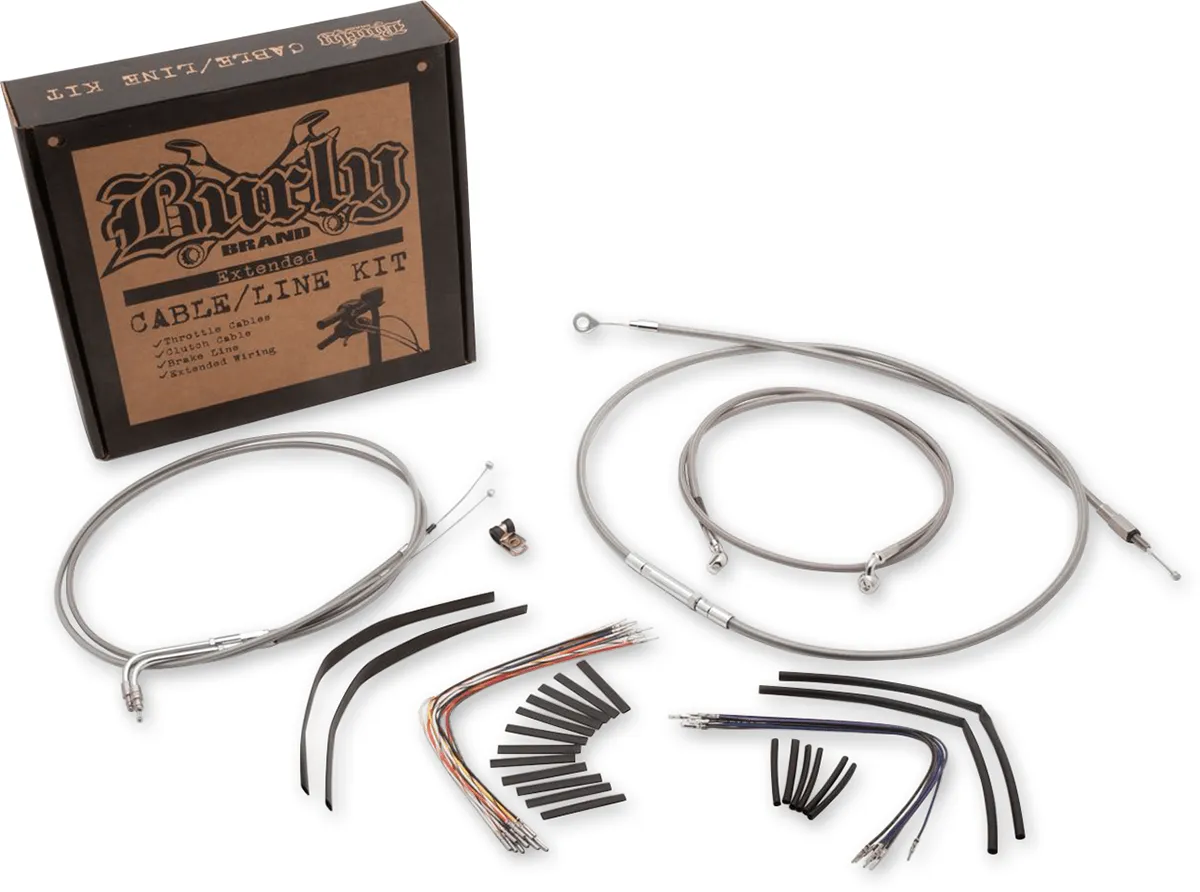 Burly Brand B30-1198 Extended Cable/Brake Line Kit for 14in. Ape Handlebars - Black