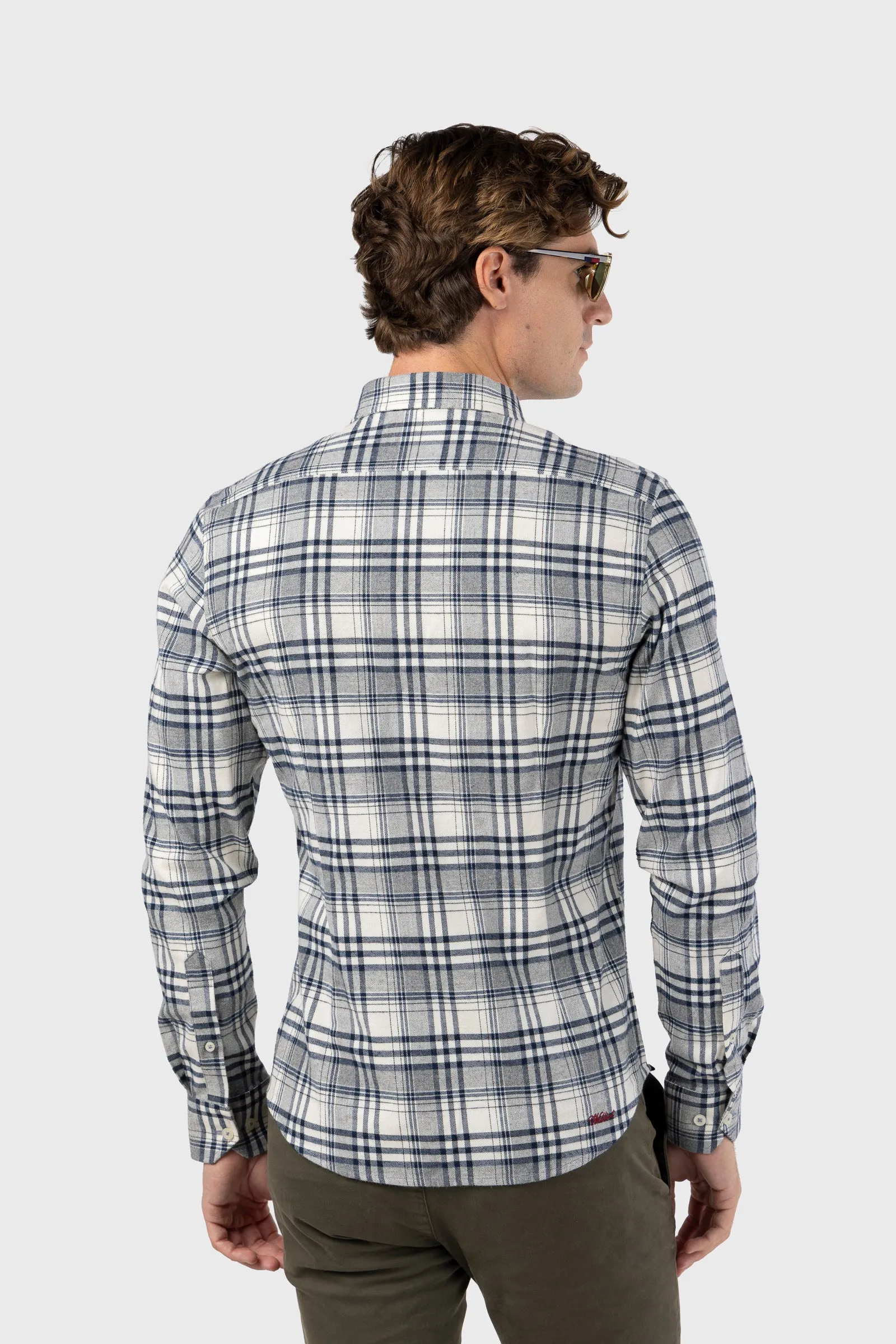 Camisa Viella Crema Marino Slim Fit