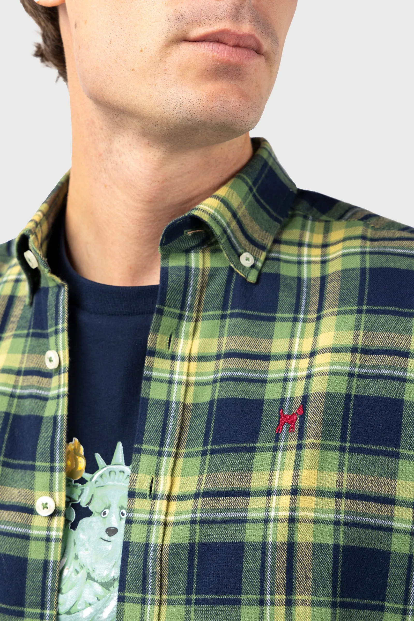 Camisa Viella Marino Verde Amarillo Slim Fit