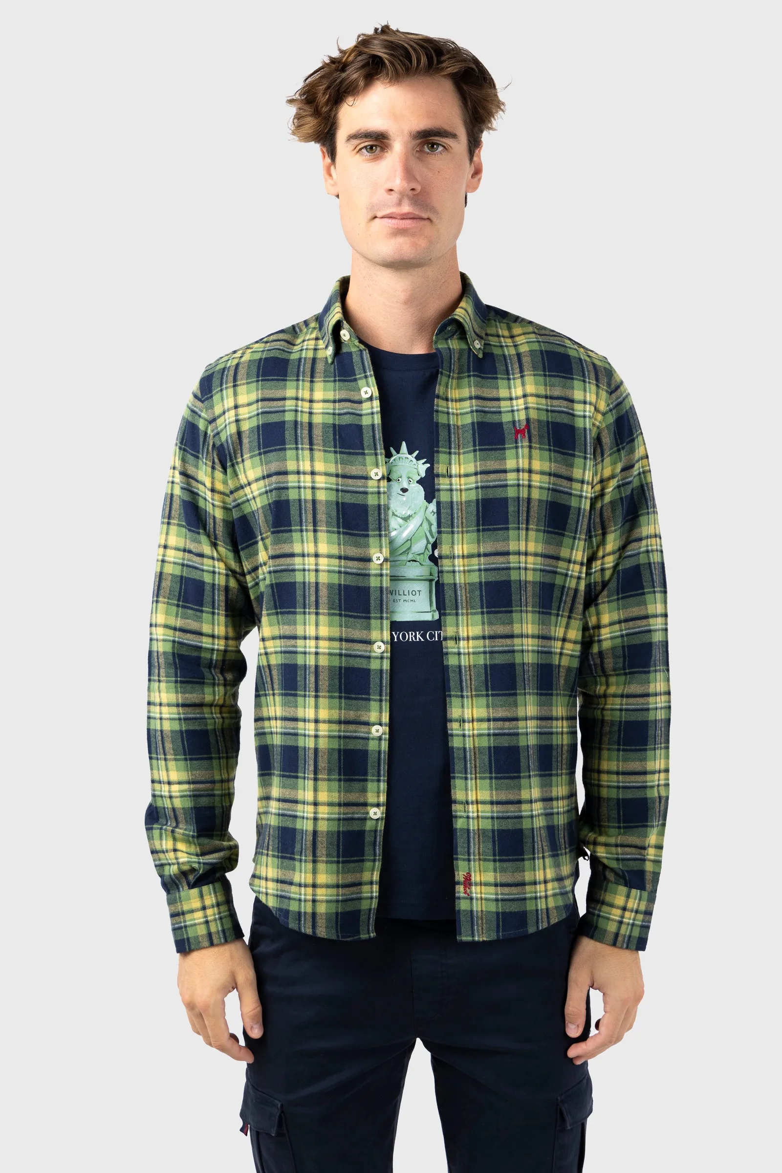 Camisa Viella Marino Verde Amarillo Slim Fit
