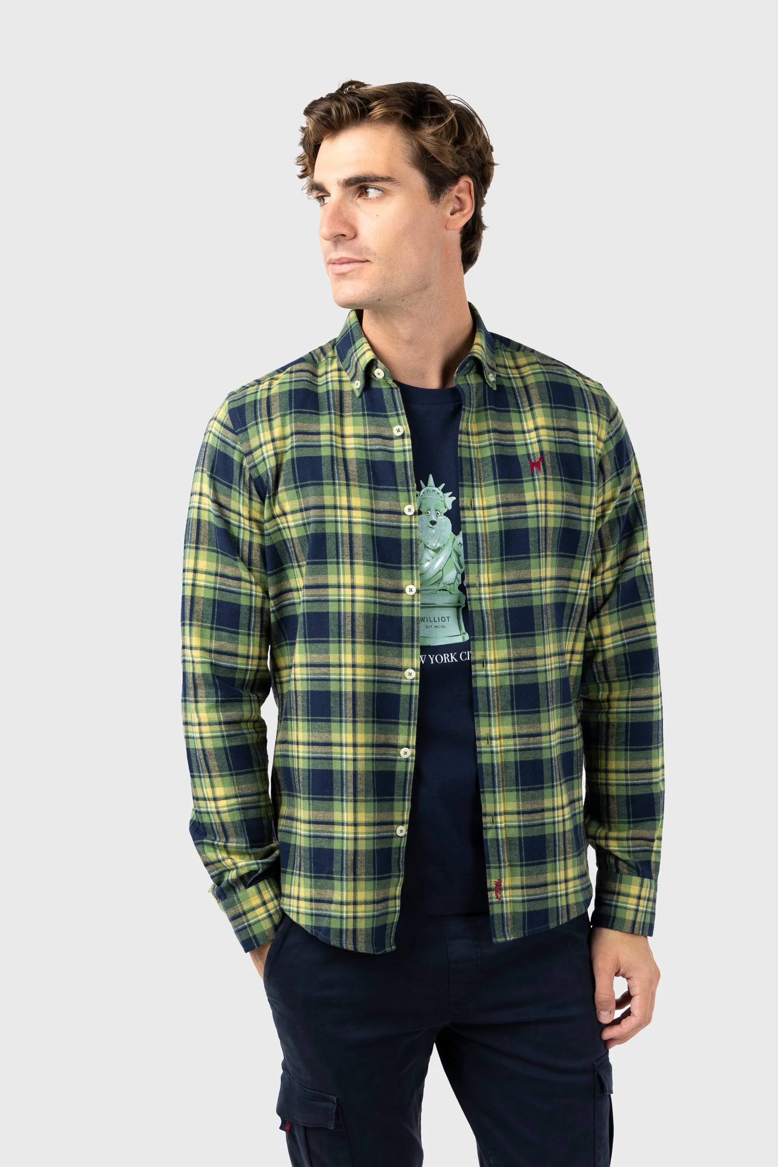 Camisa Viella Marino Verde Amarillo Slim Fit