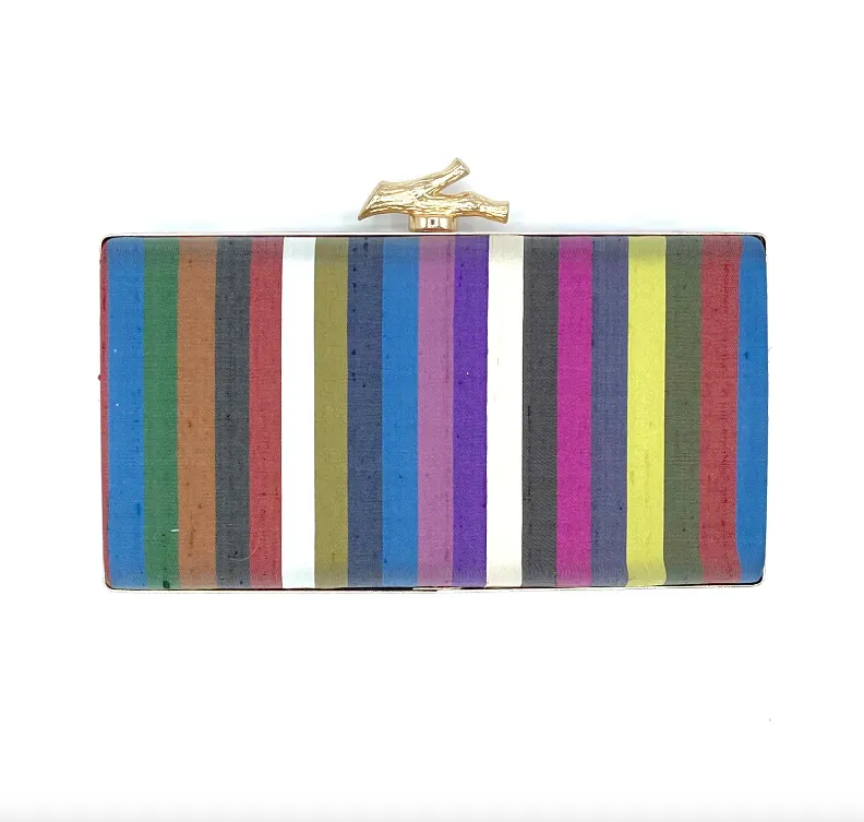 Carly Clutch Striped Silk - Box
