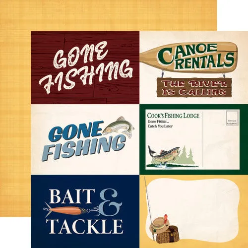 Carta Bella - Gone Fishing - 12x12 Single Sheet / 6x4 Journaling Cards