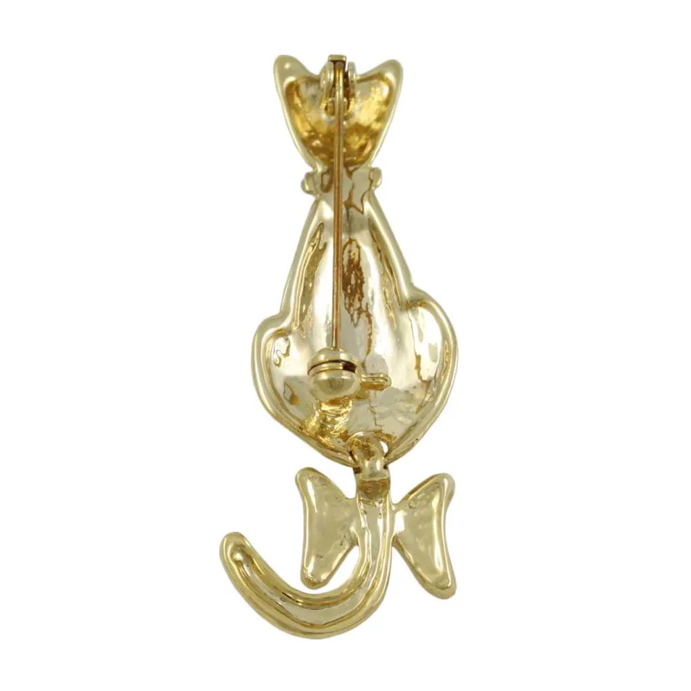 Cat with Crystal Collar and Moving Tail Brooch Pin - RAP111