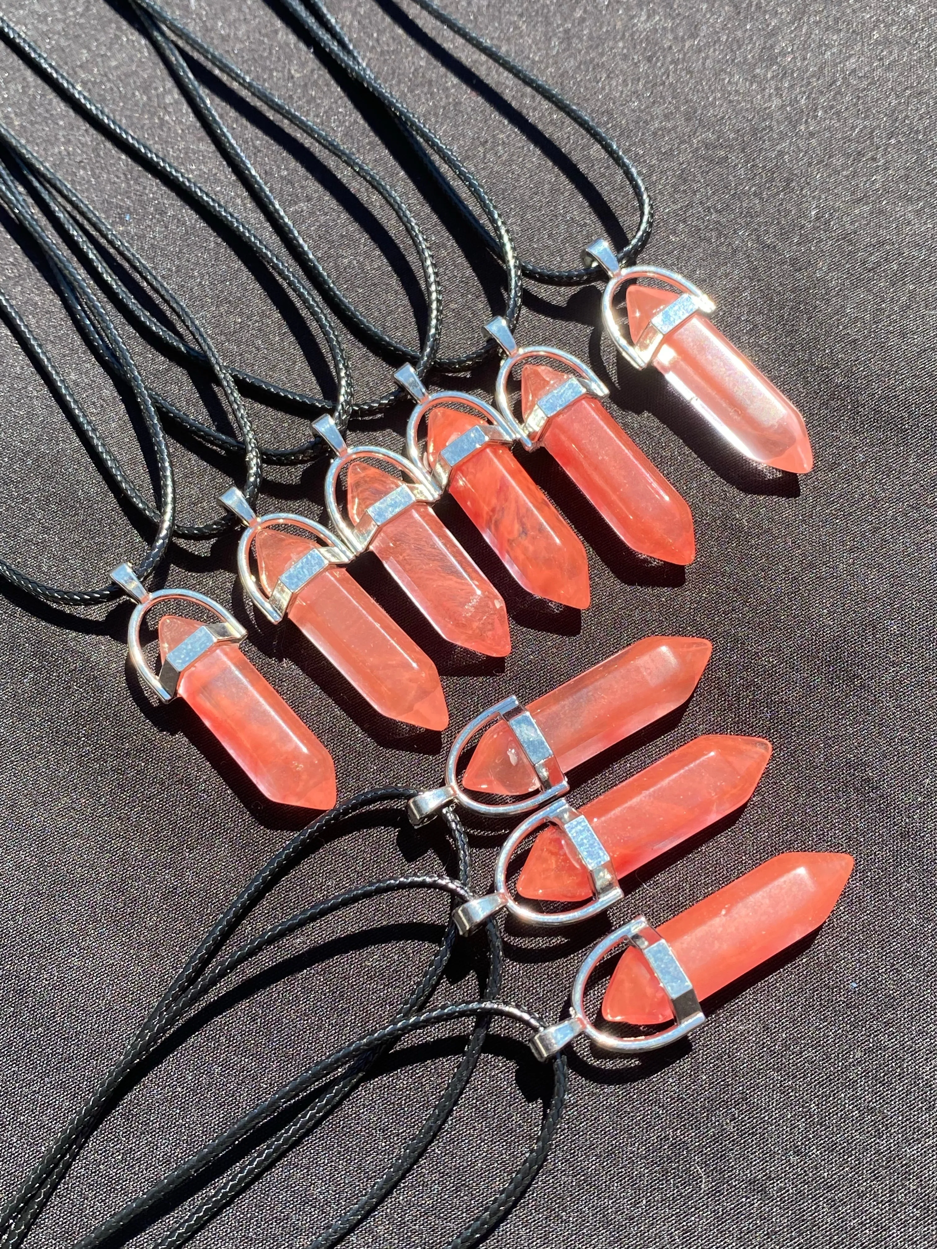 Cherry QTZ Crystal Necklace (16 inch chain)