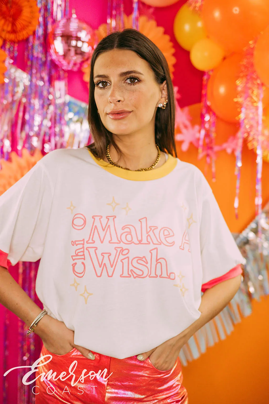 Chi Omega Philanthropy Make A Wish Twinkle Star Colorblock Ringer