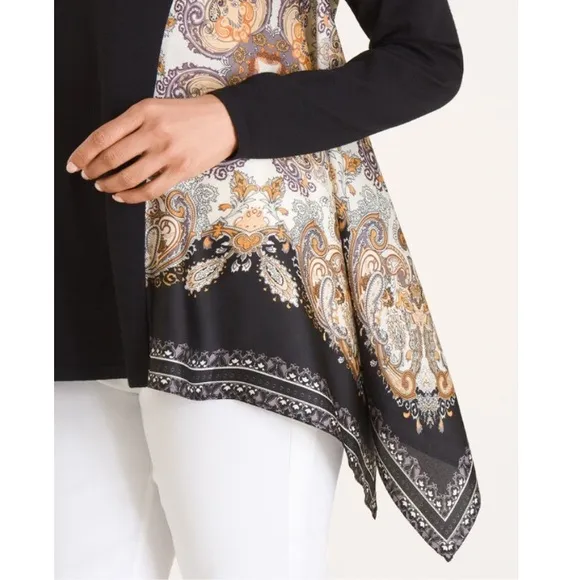 CHICO'S | Scarf-Detail Sweater Pullover Scarf Print