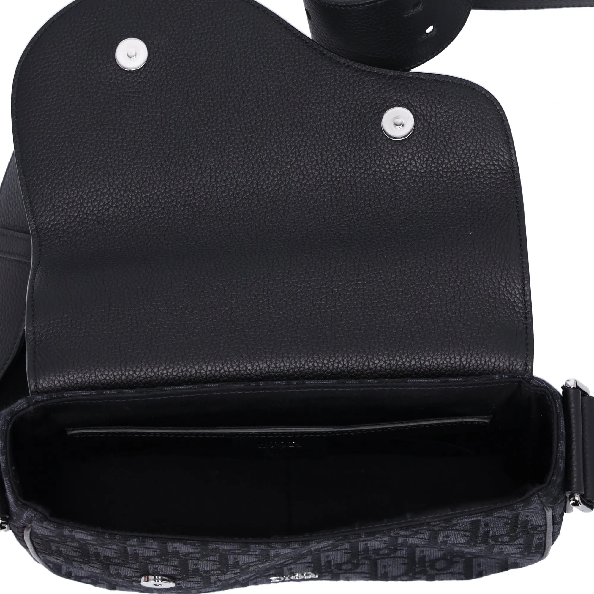 Christian Dior Saddle Mini Messenger Shoulder Bag Dark Gray Black Jacquard