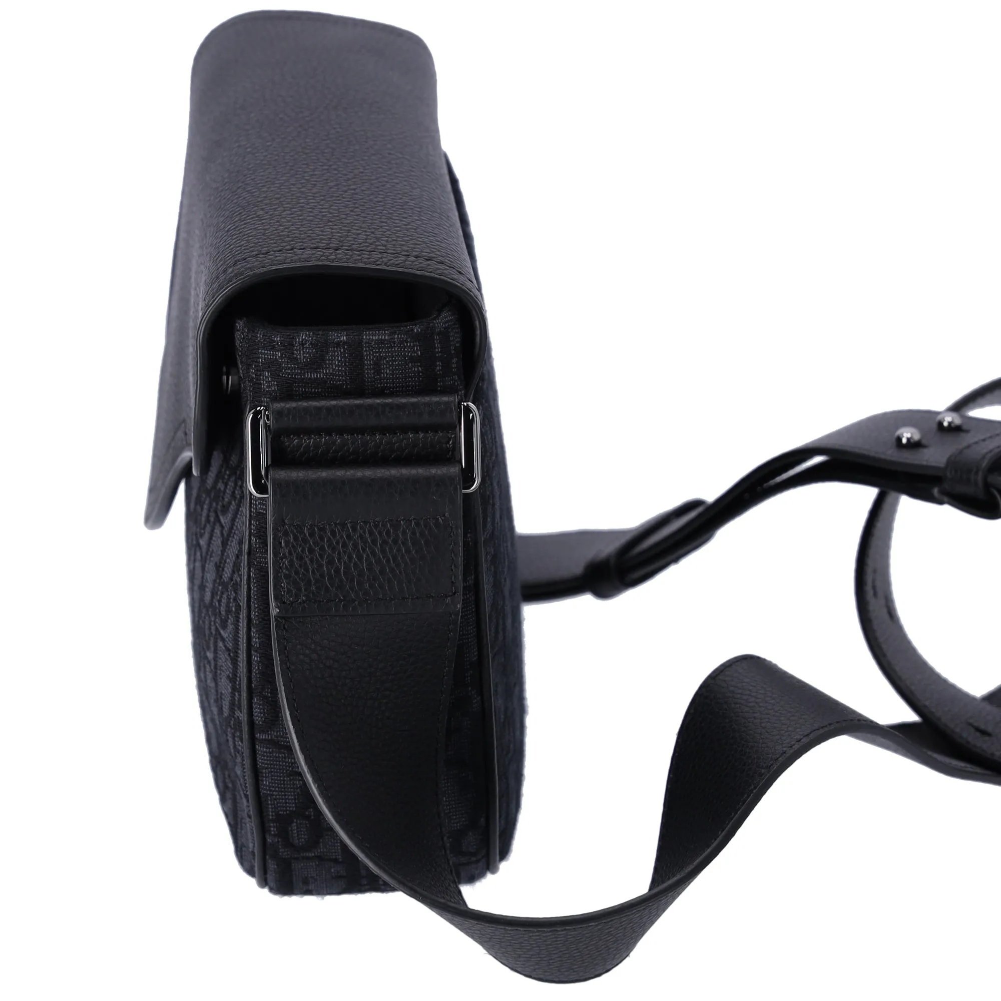 Christian Dior Saddle Mini Messenger Shoulder Bag Dark Gray Black Jacquard