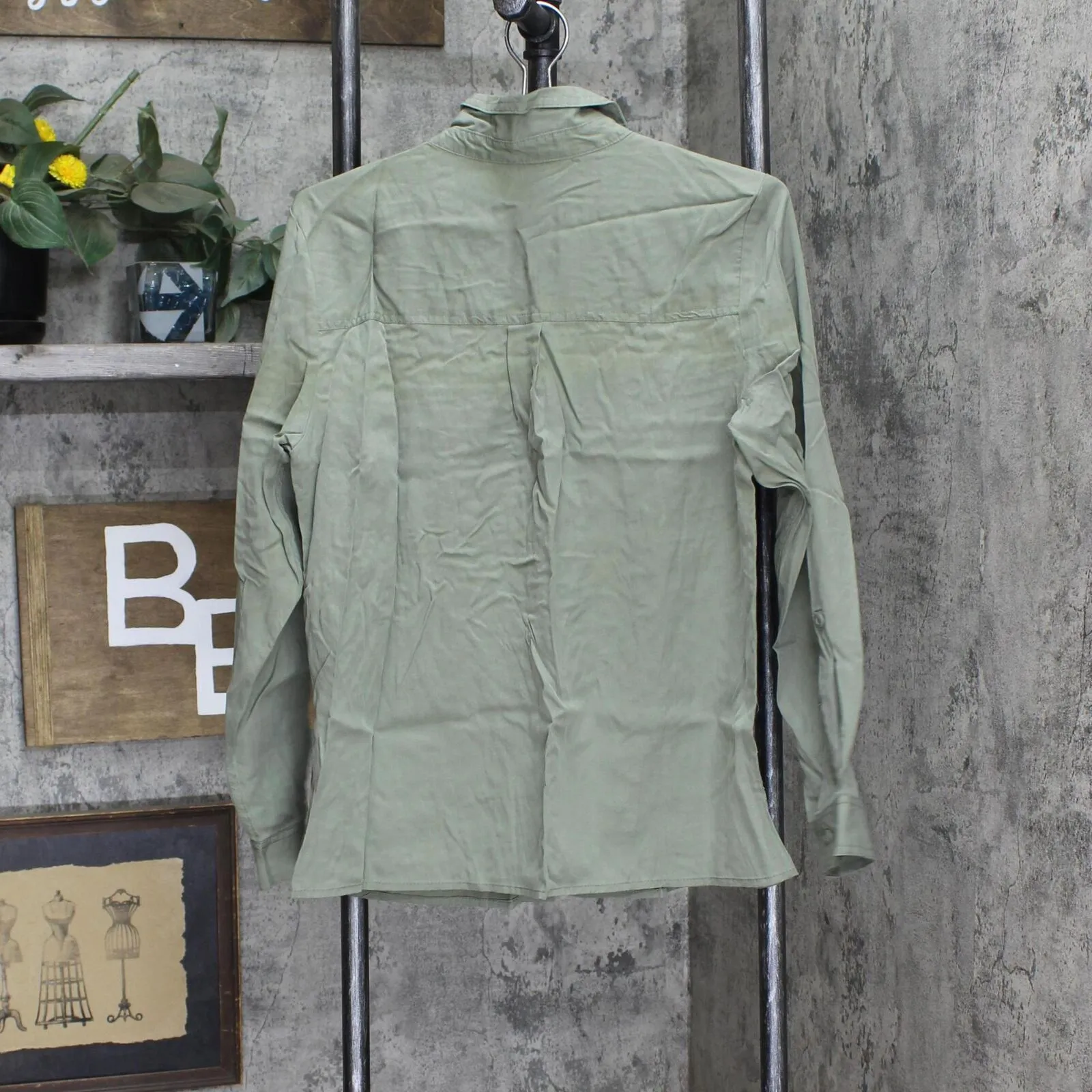 Christopher & Banks Womens Lyocell Button Up Long Sleeve Shirt Top JOS-4274