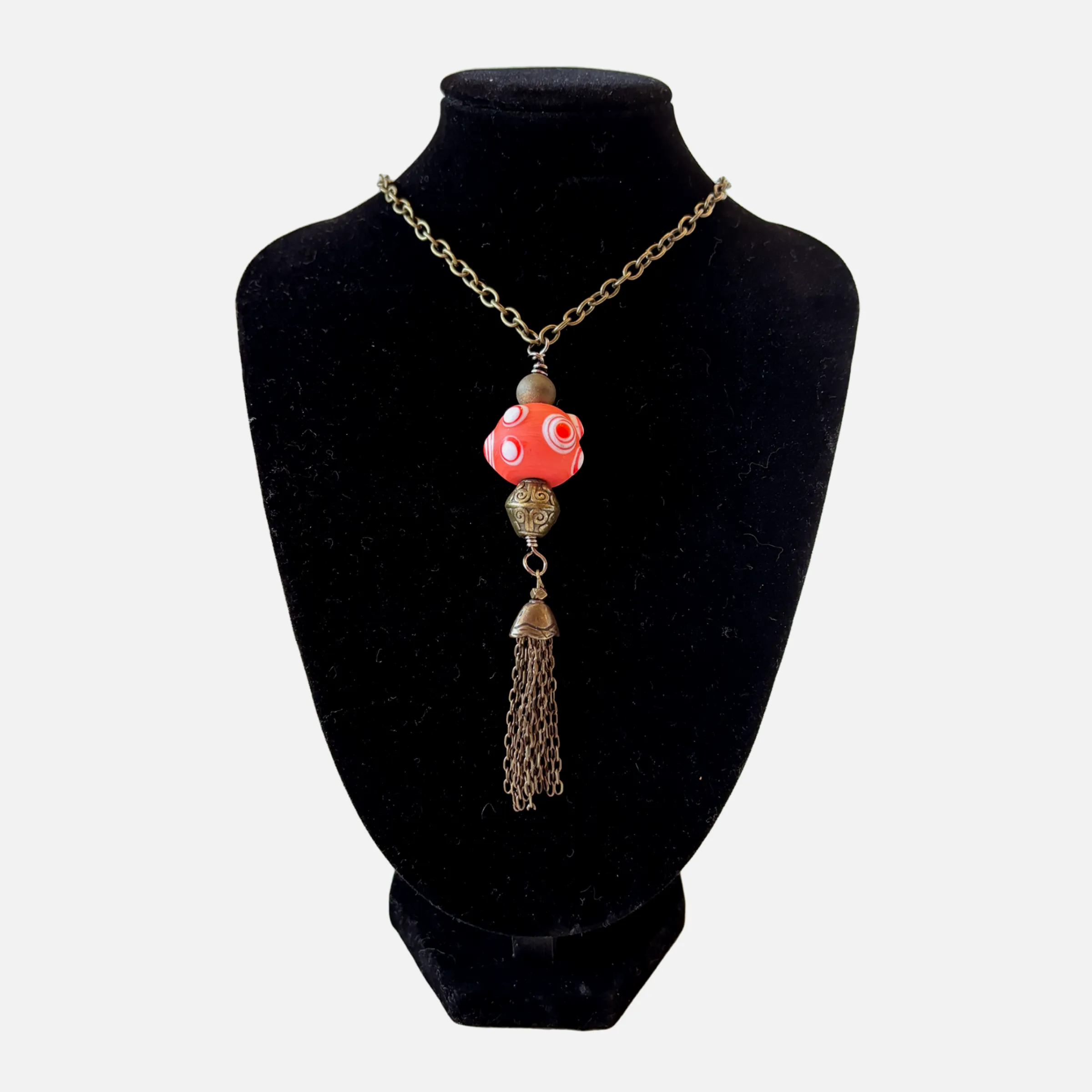 Cirque de Orange Beaded Tassel Necklace (57)