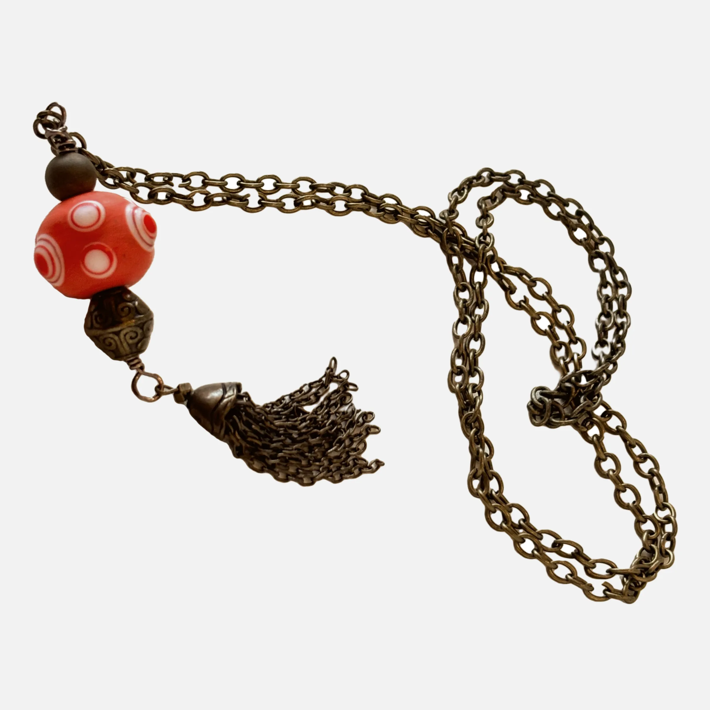 Cirque de Orange Beaded Tassel Necklace (57)