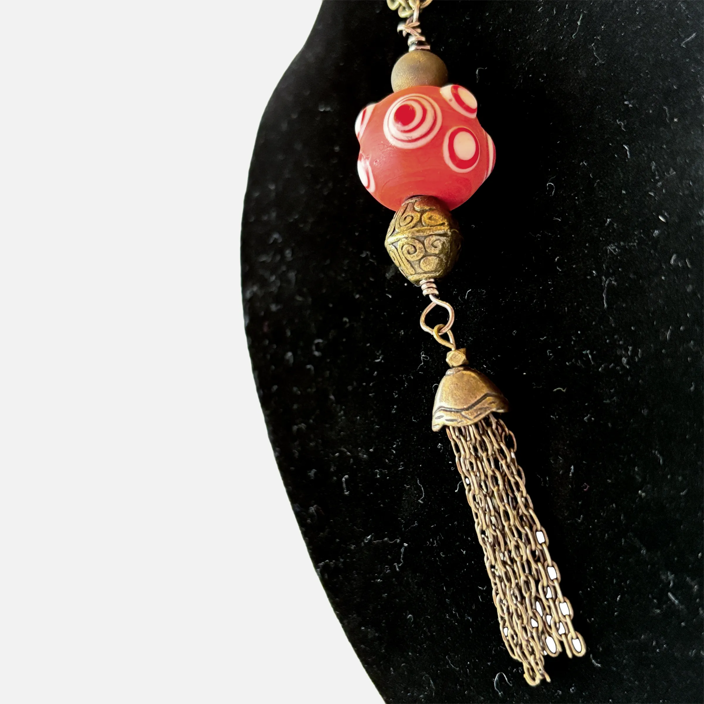 Cirque de Orange Beaded Tassel Necklace (57)
