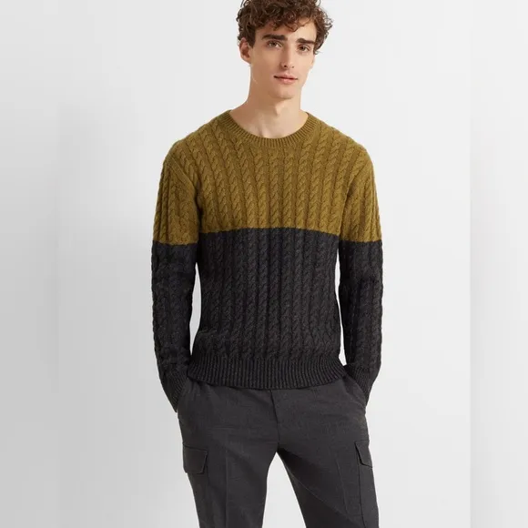 Club Monaco Unisex Modern Cable Crew Knit Long Sleeve Sweater Size S