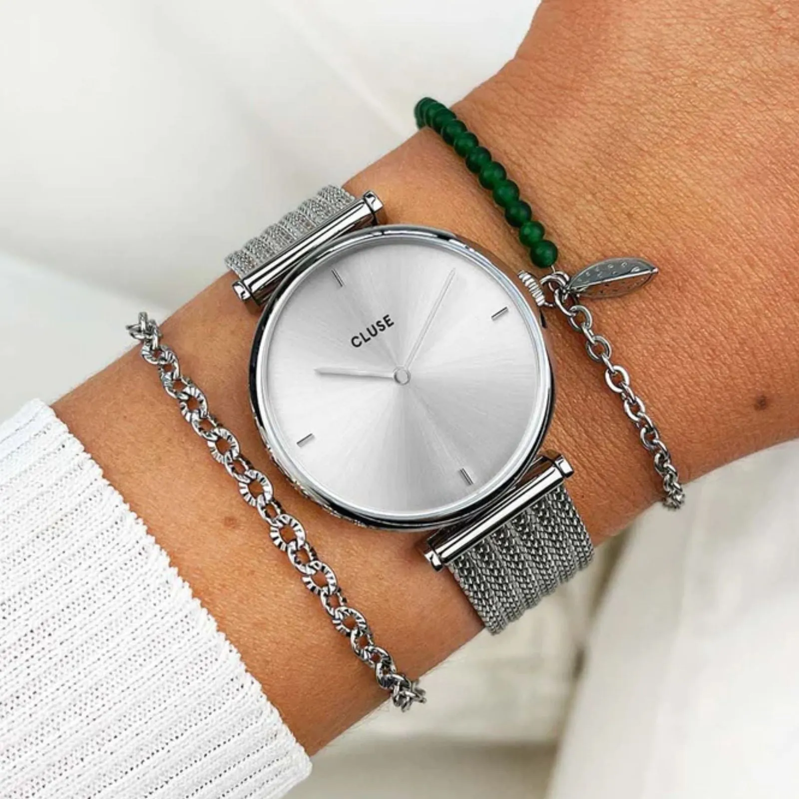 Cluse Triomphe Silver Mesh Watch