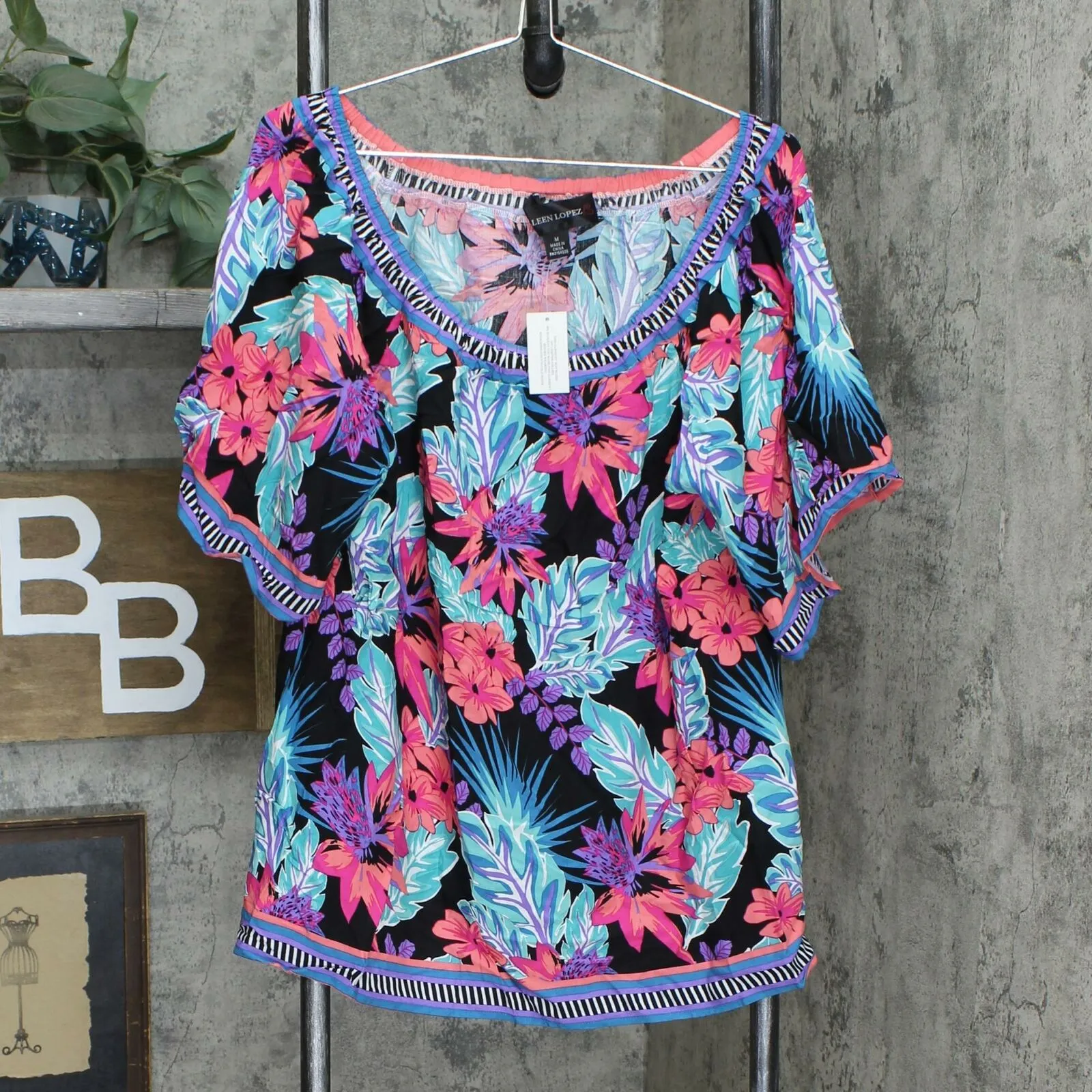 Colleen Lopez Women's Off The Shoulder Mixed-Print Blouse
