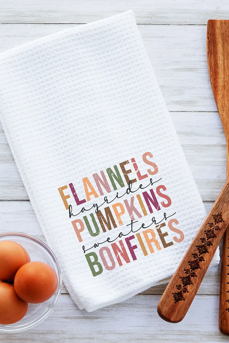 Colorblock Fall Things Waffle Kitchen Towel