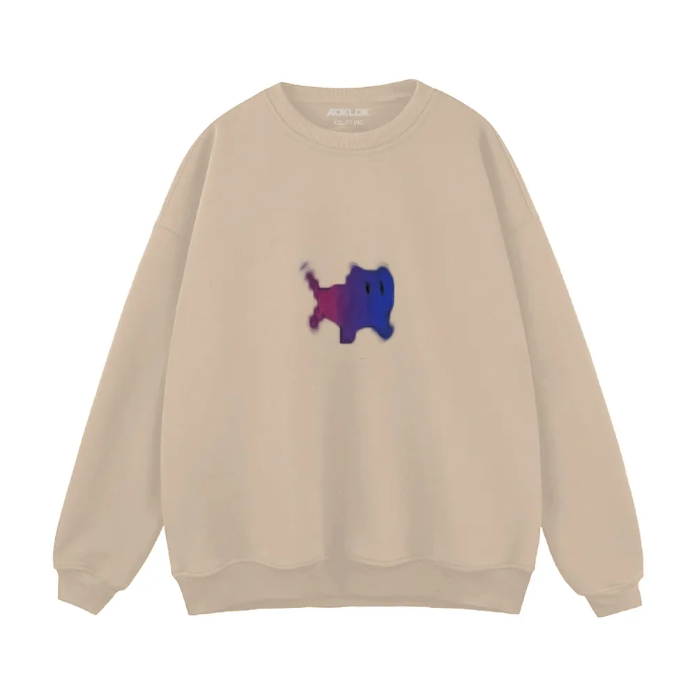 Colorblock Kitten Print Sweatshirt